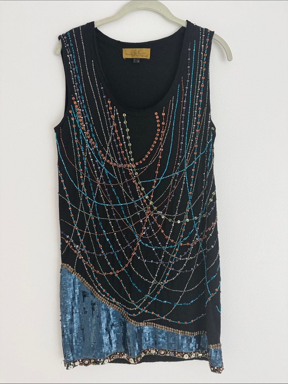 Vintage Nicole Miller Beaded Mini Dress